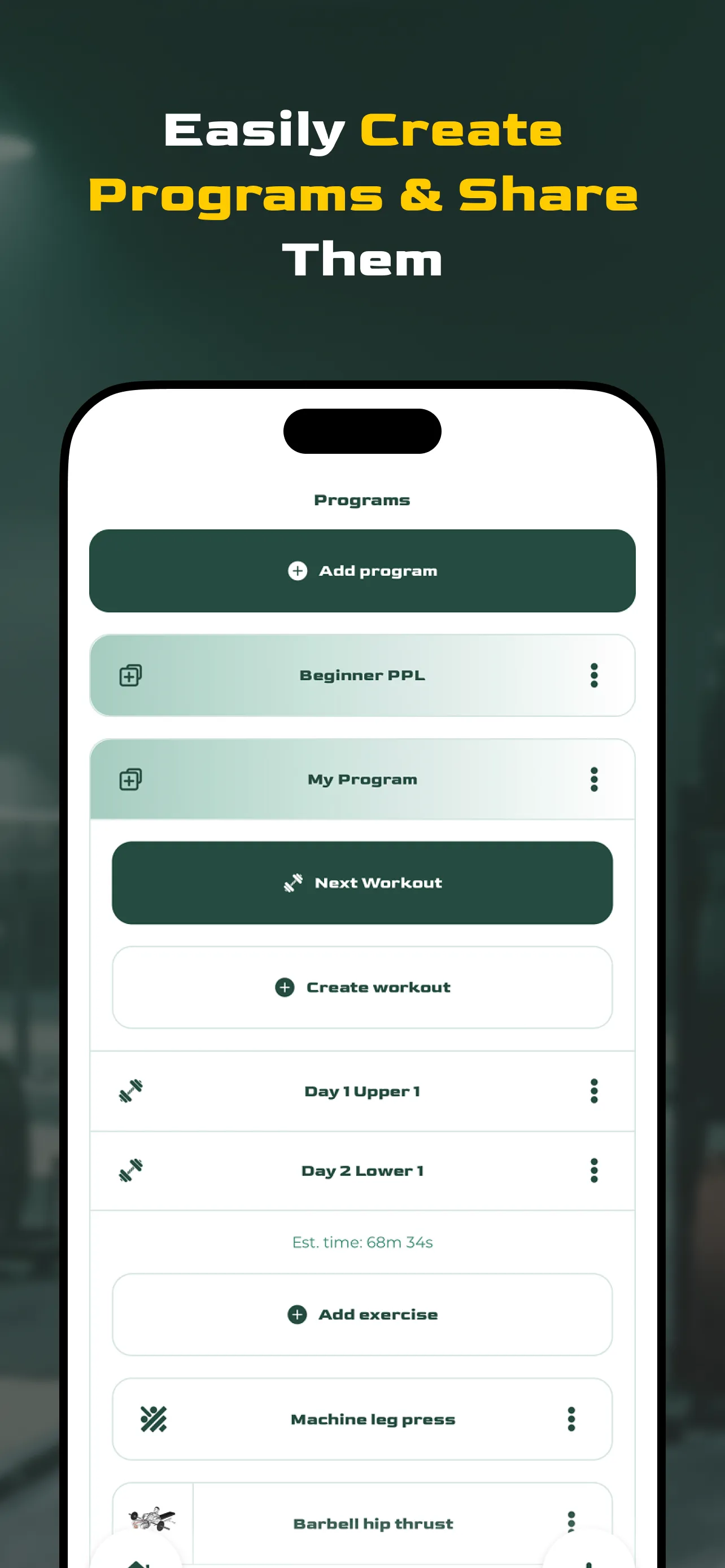 Virtus Athlete program builder and sharing